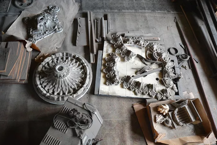 Amy Rowland’s assembly of artifacts found in the attic of the John Rowland Mansion.